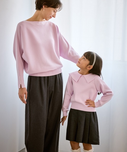 ROPE' PICNIC(ロペピクニック)の「【KIDS/キッズ】前後2WAYマシュマロニットリボンカラートップス/リンクコーデ(ニット/セーター・キッズ・ブラック/ピンク系その他2/キナリ・130/150/140)」の14枚目の写真