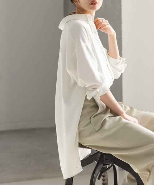 NOBLE シャツブラウス　プルオーバー　2024年モデル　とろみ　白系 追加》シーズンカラープレーンシャツ（シャツ/ブラウス）｜NOBLE