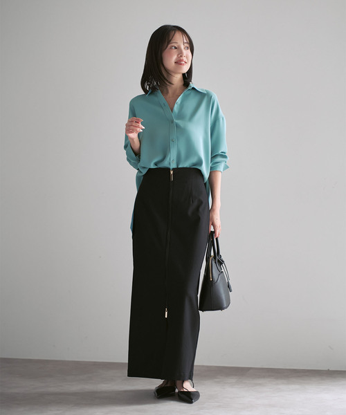 Noble（ノーブル）の「《追加》シーズンカラープレーンシャツ（シャツ/ブラウス・レディース・グリーン/チャコールグレー/ホワイト・FREE）」の5枚目の写真