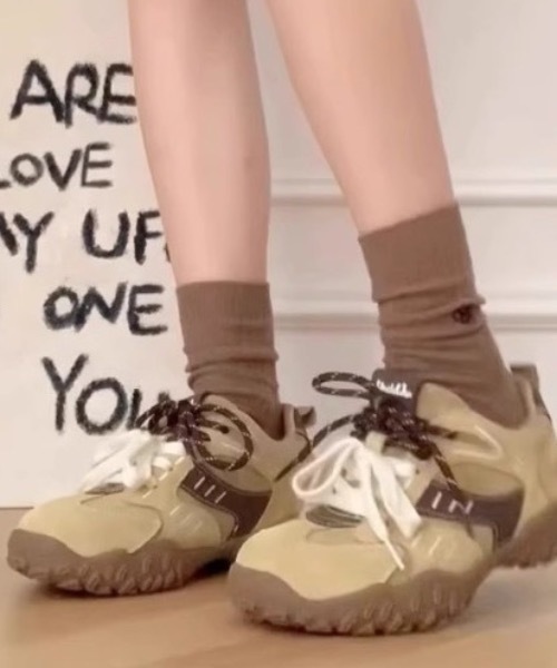 SHEPP（シープ）の「バイカラーシューレース チャンキーソール ダッドスニーカー（スニーカー・レディース・ベージュ/キャメル/ブラウン/イエロー・M/L）」の12枚目の写真