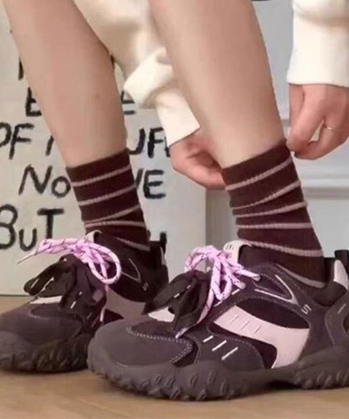 SHEPP（シープ）の「バイカラーシューレース チャンキーソール ダッドスニーカー（スニーカー・レディース・ベージュ/キャメル/ブラウン/イエロー・M/L）」の20枚目の写真