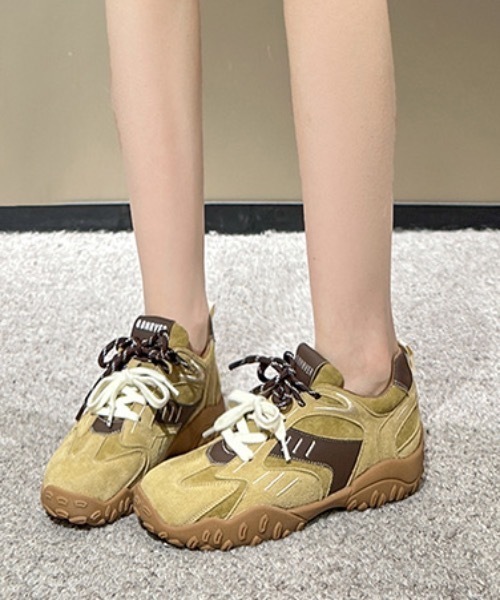 SHEPP（シープ）の「バイカラーシューレース チャンキーソール ダッドスニーカー（スニーカー・レディース・ベージュ/キャメル/ブラウン/イエロー・M/L）」の18枚目の写真