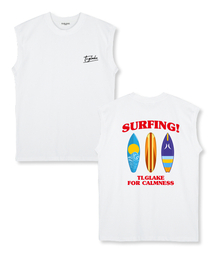 サーフィンボードTI オーバーサイズ ノースリーブTシャツ ホワイト