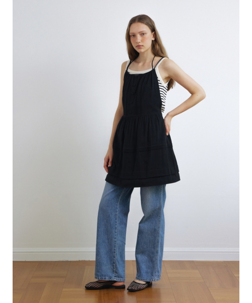 DETACHABLE COTTON MAXI DRESS BLACK