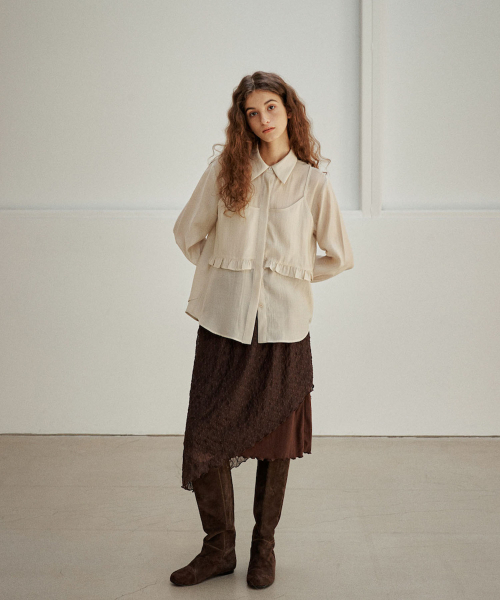 OURO（アウロ）の「VEIL LACE SKIRT [ BROWN ]（スカート・レディース・その他・FREE）」の2枚目の写真