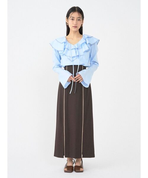 LAGUNAMOON（ラグナムーン）の「ラッフルパイピングブラウス（シャツ/ブラウス・レディース・ブルー/ホワイト/ピンク・FREE）」の4枚目の写真