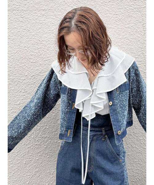 LAGUNAMOON（ラグナムーン）の「ラッフルパイピングブラウス（シャツ/ブラウス・レディース・ブルー/ホワイト/ピンク・FREE）」の8枚目の写真
