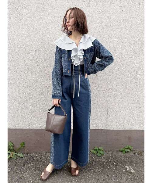 LAGUNAMOON（ラグナムーン）の「ラッフルパイピングブラウス（シャツ/ブラウス・レディース・ブルー/ホワイト/ピンク・FREE）」の10枚目の写真