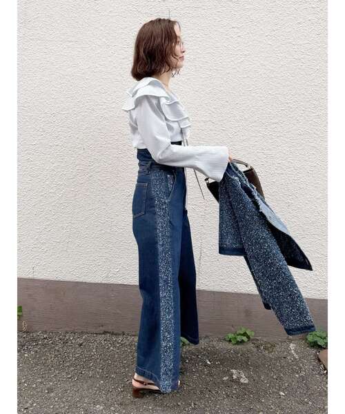 LAGUNAMOON（ラグナムーン）の「ラッフルパイピングブラウス（シャツ/ブラウス・レディース・ブルー/ホワイト/ピンク・FREE）」の12枚目の写真