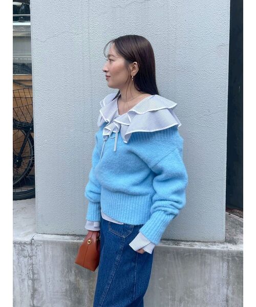 LAGUNAMOON（ラグナムーン）の「ラッフルパイピングブラウス（シャツ/ブラウス・レディース・ブルー/ホワイト/ピンク・FREE）」の16枚目の写真