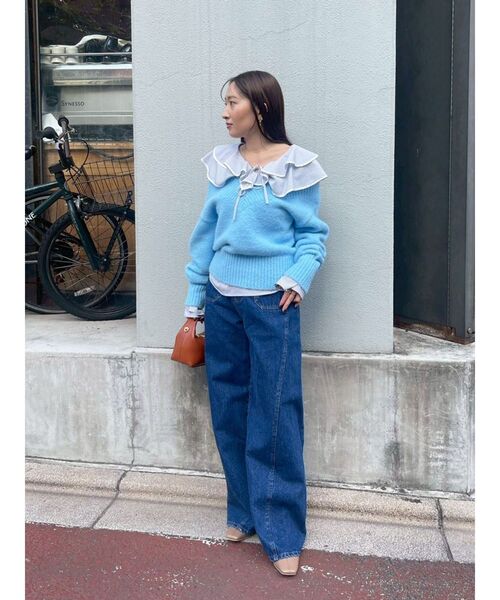 LAGUNAMOON（ラグナムーン）の「ラッフルパイピングブラウス（シャツ/ブラウス・レディース・ブルー/ホワイト/ピンク・FREE）」の17枚目の写真