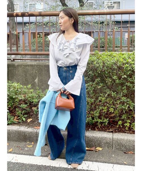 LAGUNAMOON（ラグナムーン）の「ラッフルパイピングブラウス（シャツ/ブラウス・レディース・ブルー/ホワイト/ピンク・FREE）」の22枚目の写真