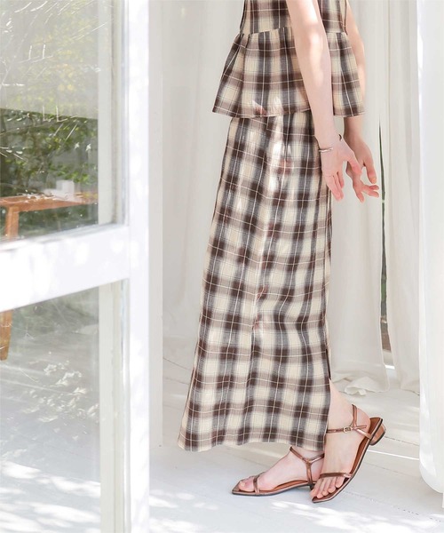 titivate(ティティベイト)の「Iラインチェックスカート(スカート・レディース・ベージュ/ブラウン/ブラック・M/S/L)」の13枚目の写真