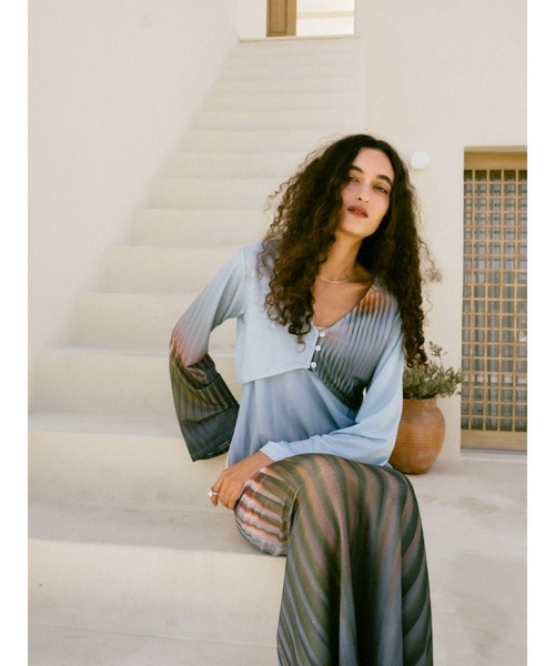 sahara(サハラ)の「Art Line Print 2piece Dress(ワンピース・レディース・ライトブルー/ブラック/ベージュ・FREE)」の8枚目の写真