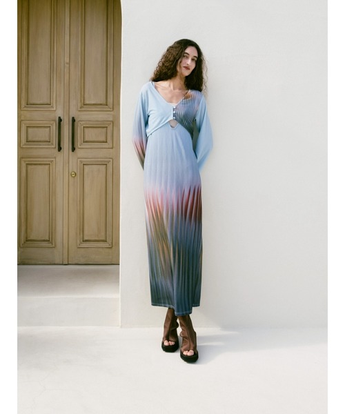 sahara(サハラ)の「Art Line Print 2piece Dress(ワンピース・レディース・ライトブルー/ブラック/ベージュ・FREE)」の4枚目の写真