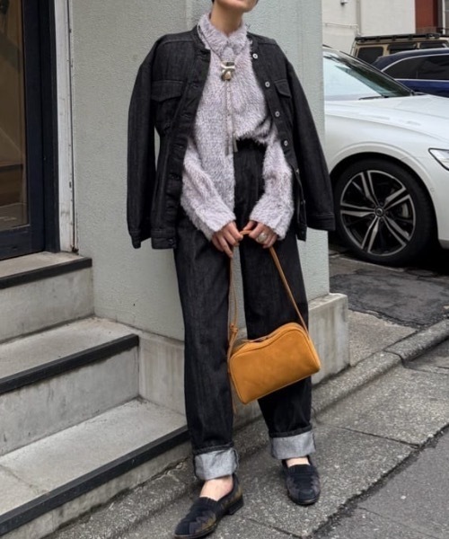 STYLEMIXER(スタイルミキサー)の「ロールアップタックデニム(デニムパンツ・レディース・インディゴブルー/ブラック・SMALL/MEDIUM/LARGE)」の2枚目の写真