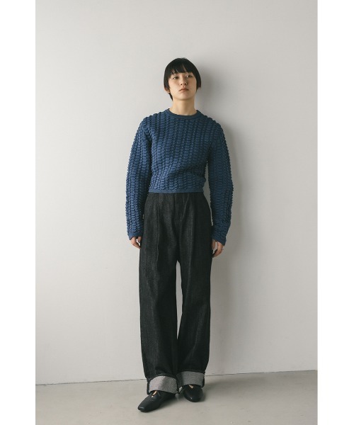 STYLEMIXER(スタイルミキサー)の「ロールアップタックデニム(デニムパンツ・レディース・インディゴブルー/ブラック・SMALL/MEDIUM/LARGE)」の3枚目の写真