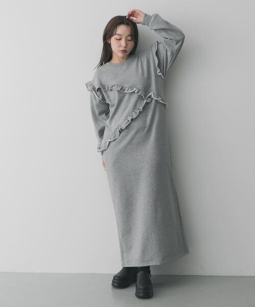 SENSE OF PLACE by URBAN RESEARCH（センスオブプレイスバイアーバンリサーチ）の「フリルカットワンピース（ワンピース・レディース・ブラック/グレー/ベージュ・ONE/S）」の2枚目の写真