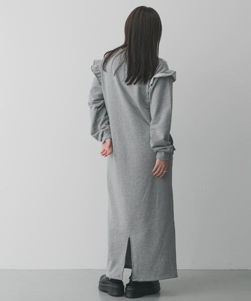 SENSE OF PLACE by URBAN RESEARCH（センスオブプレイスバイアーバンリサーチ）の「フリルカットワンピース（ワンピース・レディース・ブラック/グレー/ベージュ・ONE/S）」の4枚目の写真