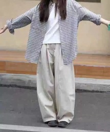 SHOUYO（ショウヨウ）の「超ワイドルーズパンツ／オフホワイト・ブラック（スラックス）」