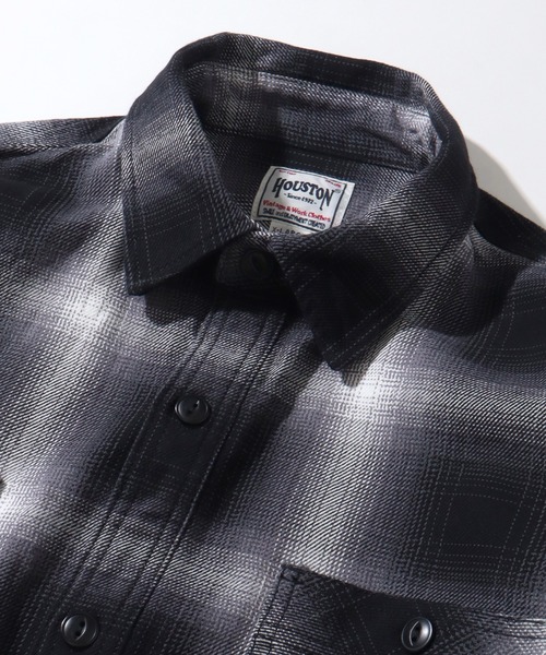 HOUSTON(ヒューストン)の「【HOUSTON/ヒューストン】VINTAGE OMBRE CHECK VIYELLA SHIRT / ビンテージオンブレーチェックビエラシャツ(シャツ/ブラウス・メンズ・グレー系/ブラック系/カーキ系・L/M/XL)」の9枚目の写真