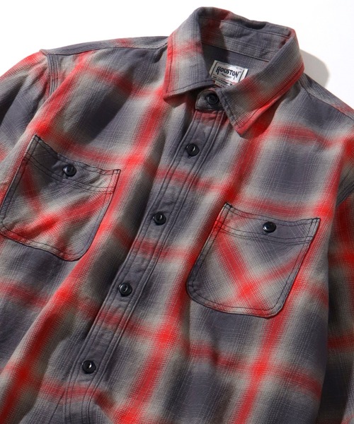 HOUSTON(ヒューストン)の「【HOUSTON/ヒューストン】VINTAGE OMBRE CHECK VIYELLA SHIRT / ビンテージオンブレーチェックビエラシャツ(シャツ/ブラウス・メンズ・グレー系/ブラック系/カーキ系・L/M/XL)」の7枚目の写真