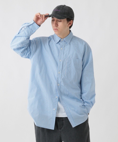 GEORGE'S（ジョージズ）の「ブロードストライプシャツ（シャツ/ブラウス・メンズ・ブルー/ライトグレー・LARGE/MEDIUM）」の21枚目の写真