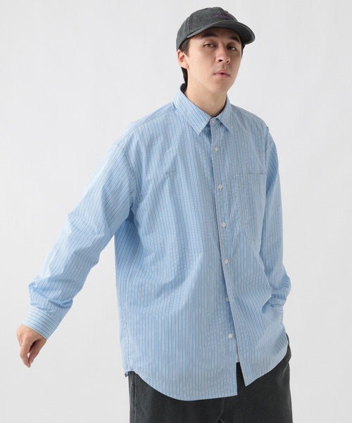 GEORGE'S（ジョージズ）の「ブロードストライプシャツ（シャツ/ブラウス・メンズ・ブルー/ライトグレー・LARGE/MEDIUM）」の22枚目の写真