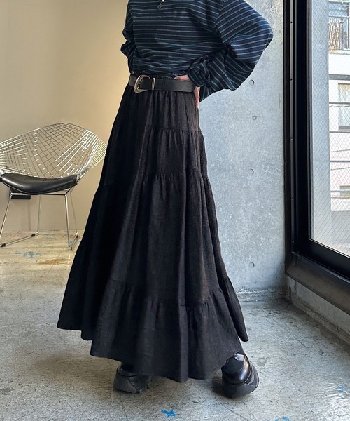 PAGEBOY（ページボーイ）の「クリンクルティアードスカート（スカート・レディース・ブラック/オフホワイト・FREE）」の14枚目の写真
