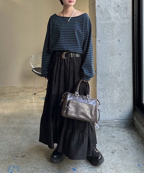 PAGEBOY（ページボーイ）の「クリンクルティアードスカート（スカート・レディース・ブラック/オフホワイト・FREE）」の10枚目の写真