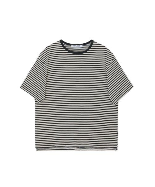 MEN IN JUNGLE（マンインジャングル）の「アレズストライプTシャツ - チャコール（Tシャツ/カットソー・メンズ・その他・LARGE）」の2枚目の写真