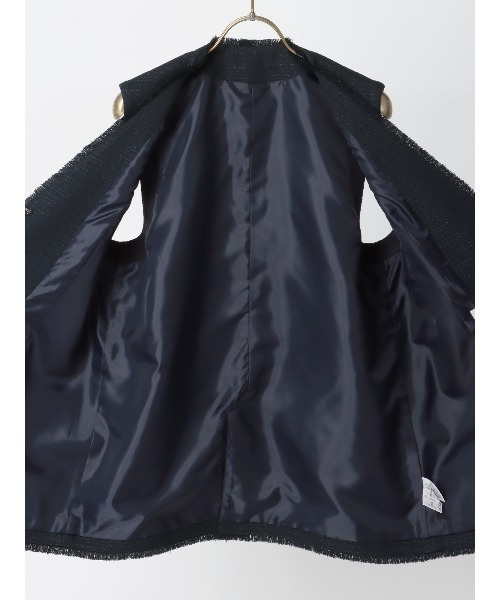 SUIT SQUARE（スーツスクエア）の「フリンジⅤカラージレ ハンドウォッシュ ツイード 織柄（ベスト・レディース・ネイビー/ホワイト・38(9号)）」の16枚目の写真