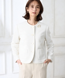 A/C DESIGN BY ALPHA CUBIC（エーシーデザインバイアルファキュービック）の「【セレモニー対応】ツイードノーカラージャケット【大きいサイズあり】（その他アウター）」