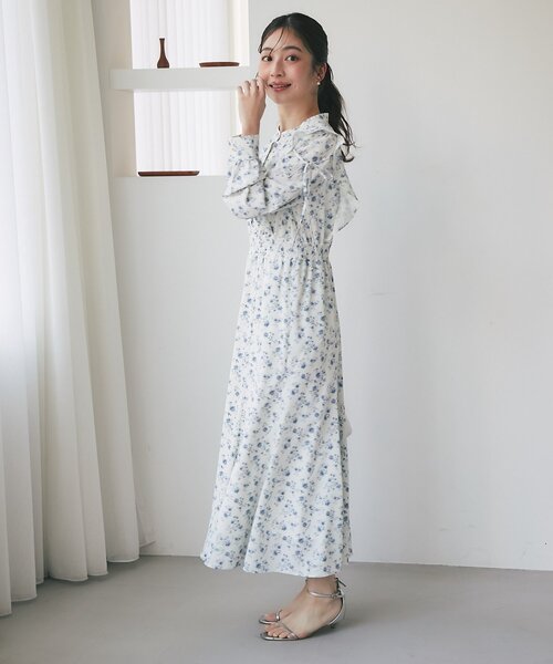 La boutique BonBon（ラブティックボンボン）の「【最強愛されワンピース】小花プリントマーメイドワンピース（ワンピース・レディース・オフホワイト/ライトグレー・FREE/PM）」の5枚目の写真