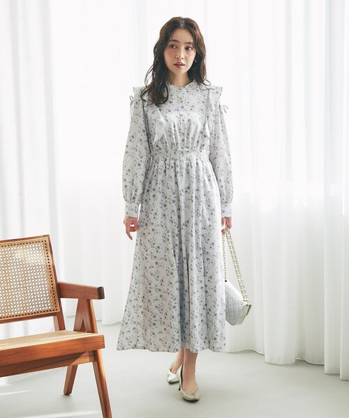 La boutique BonBon（ラブティックボンボン）の「【最強愛されワンピース】小花プリントマーメイドワンピース（ワンピース・レディース・オフホワイト/ライトグレー・FREE/PM）」の12枚目の写真