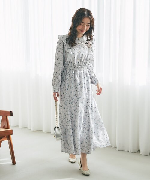 La boutique BonBon（ラブティックボンボン）の「【最強愛されワンピース】小花プリントマーメイドワンピース（ワンピース・レディース・オフホワイト/ライトグレー・FREE/PM）」の13枚目の写真