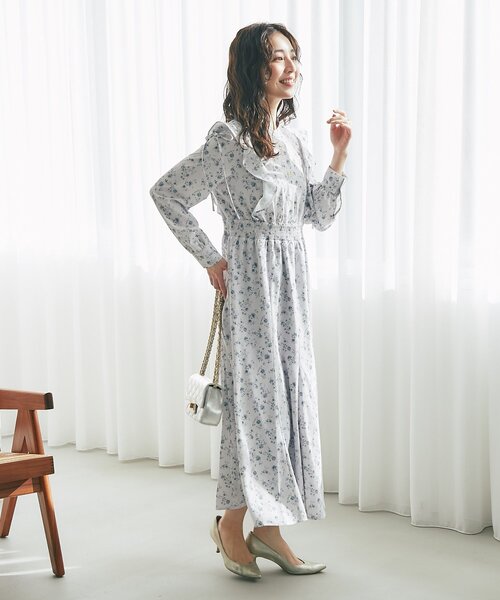 La boutique BonBon（ラブティックボンボン）の「【最強愛されワンピース】小花プリントマーメイドワンピース（ワンピース・レディース・オフホワイト/ライトグレー・FREE/PM）」の14枚目の写真