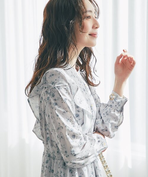 La boutique BonBon（ラブティックボンボン）の「【最強愛されワンピース】小花プリントマーメイドワンピース（ワンピース・レディース・オフホワイト/ライトグレー・FREE/PM）」の20枚目の写真