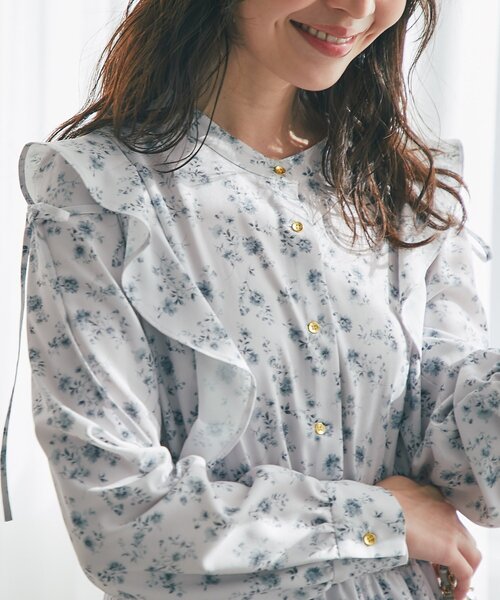 La boutique BonBon（ラブティックボンボン）の「【最強愛されワンピース】小花プリントマーメイドワンピース（ワンピース・レディース・オフホワイト/ライトグレー・FREE/PM）」の21枚目の写真