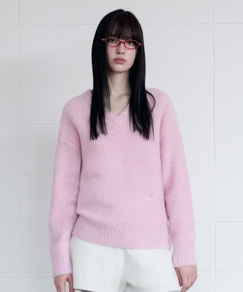 ROLAROLA(ロラロラ)の「LOOSE FIT V NECK KNIT PINK(ニット/セーター・レディース・ピンク・FREE)」の1枚目の写真