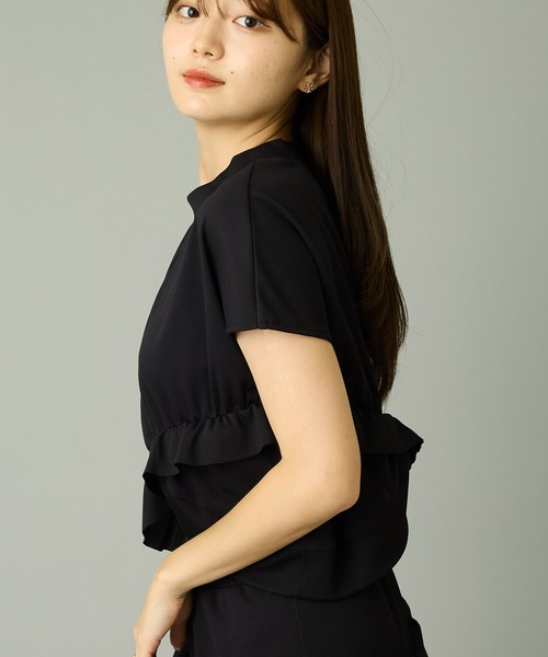 mien（ミアン）の「【mien】クロップデザインジャージーTee（Tシャツ/カットソー・レディース・ブラック/ライトグレー・38）」の9枚目の写真