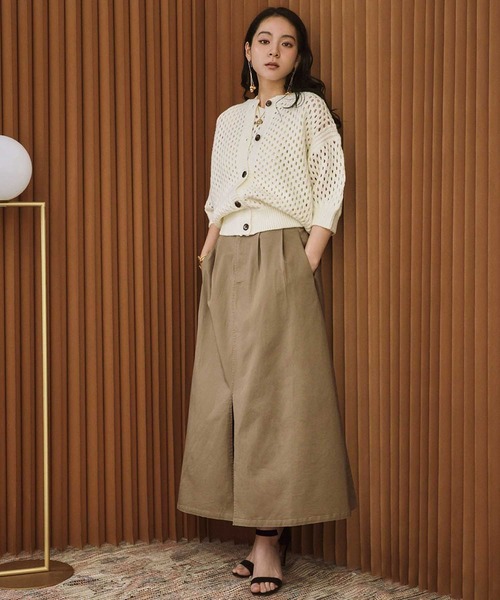 ELFRANK(エルフランク)の「透かし編み メッシュニット カーディガン ノースリーブトップス アンサンブル 2点セット《着用動画あり》(ニット/セーター・レディース・イエロー/グリーン/オフホワイト・FREE)」の20枚目の写真