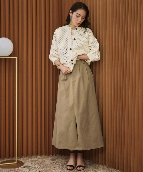 ELFRANK(エルフランク)の「透かし編み メッシュニット カーディガン ノースリーブトップス アンサンブル 2点セット《着用動画あり》(ニット/セーター・レディース・イエロー/グリーン/オフホワイト・FREE)」の21枚目の写真