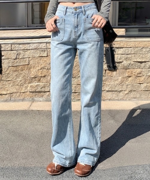 LAC-VERT(ラック・ヴェール)の「ハイウエストストレートデニムパンツ(デニムパンツ・レディース・ブルー/ネイビー・LARGE/MEDIUM)」の1枚目の写真