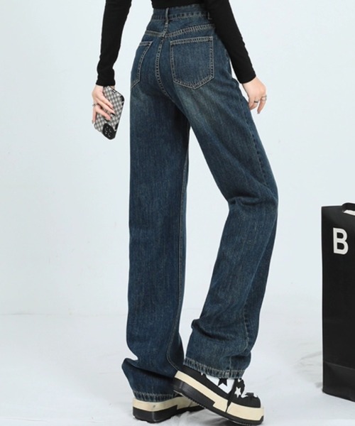 LAC-VERT(ラック・ヴェール)の「ハイウエストストレートデニムパンツ(デニムパンツ・レディース・ブルー/ネイビー・LARGE/MEDIUM)」の8枚目の写真