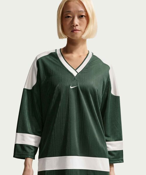 NIKE（ナイキ）の「ナイキ スポーツウェア ウィメンズ オーバーサイズド ジャージー チュニック / Nike Sportswear Women's Oversized Jersey Tunic IF0320-323 Fir（ジャージ・レディース・カモフラージュ・M/L/XS/XL/S）」の5枚目の写真
