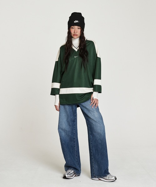 NIKE（ナイキ）の「ナイキ スポーツウェア ウィメンズ オーバーサイズド ジャージー チュニック / Nike Sportswear Women's Oversized Jersey Tunic IF0320-323 Fir（ジャージ・レディース・カモフラージュ・M/L/XS/XL/S）」の14枚目の写真