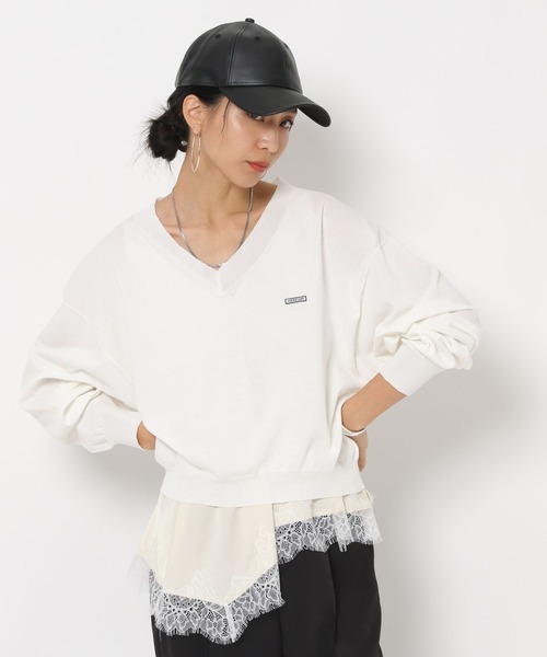 HEREIAM（ヘレイアム）の「【HEREIAM】ワッペンロゴ ドライタッチニット（ニット/セーター・レディース・オフホワイト/オレンジ/ブラック・FREE）」の5枚目の写真