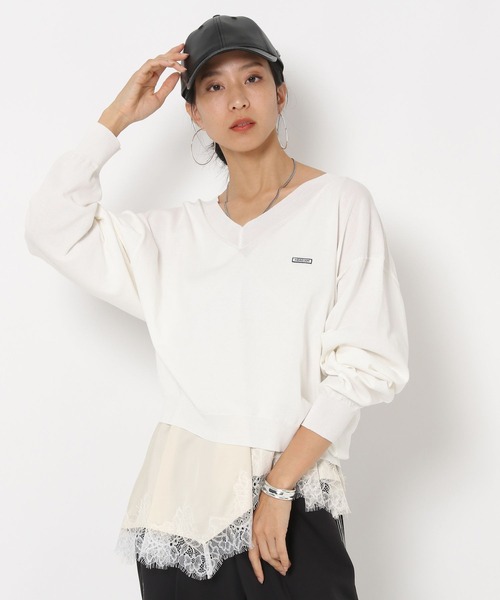 HEREIAM（ヘレイアム）の「【HEREIAM】ワッペンロゴ ドライタッチニット（ニット/セーター・レディース・オフホワイト/オレンジ/ブラック・FREE）」の6枚目の写真