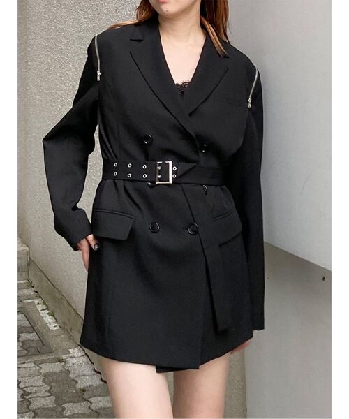 MURUA（ムルーア）の「ジャケットライクZIPミニワンピース（テーラードジャケット・レディース・ブラック/グレー・1/2）」の20枚目の写真